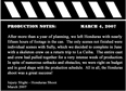 Production Notes 3-4-07