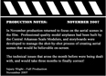 Production Notes 11-1-07