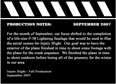 Production Notes September 2007