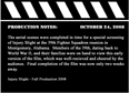 Production Notes 10-24-08